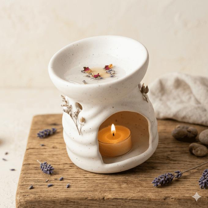 Brûleur à Huile Géometrique - Ivoire